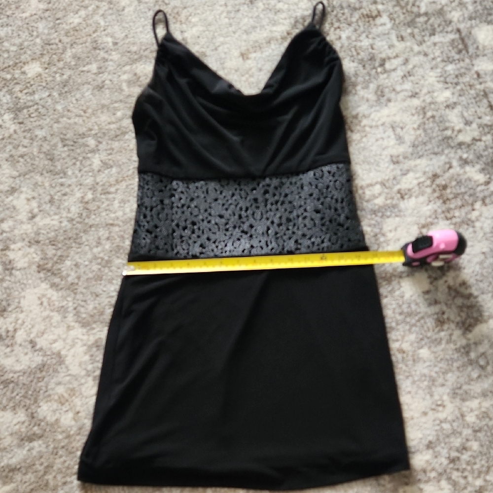 Chic Black Lace Detail Mini Dress